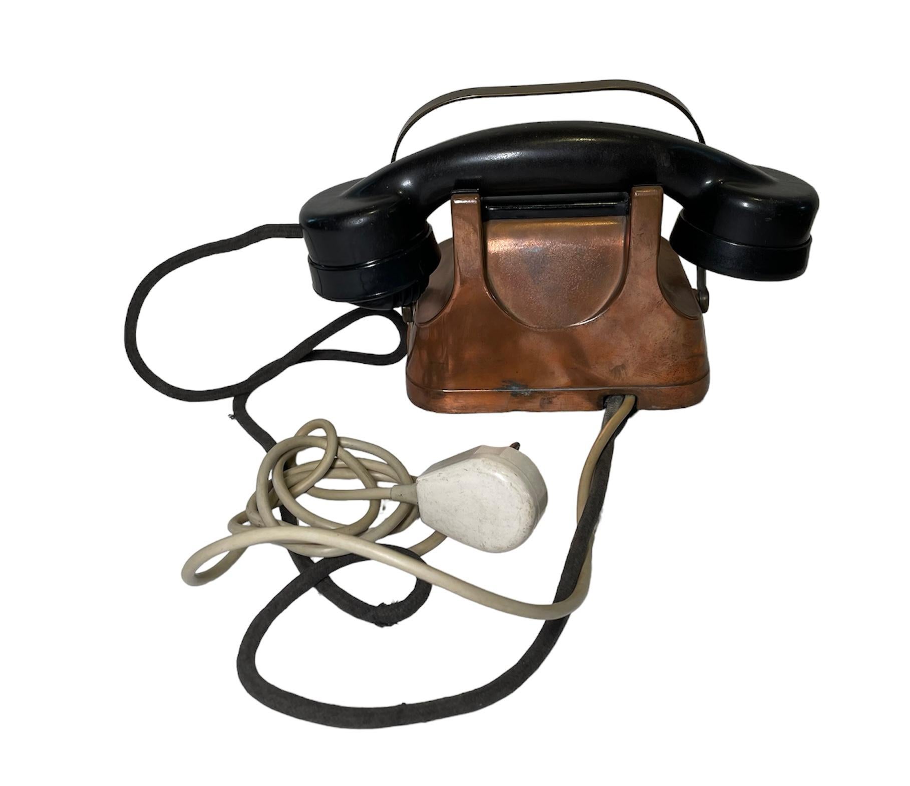 Brass FTR Copper Rotary Dial Table / Desk Telephone For Sale