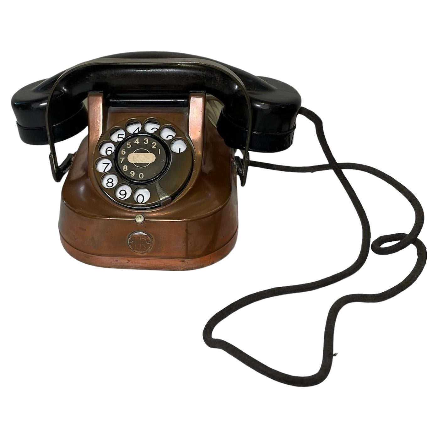 FTR Copper Rotary Dial Table / Desk Telephone For Sale