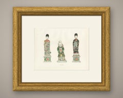 Fu with a Boy, Hsi Wang Mu and Ho Hsien Ku, Antique Color Plate 1911