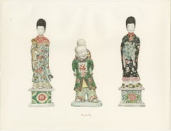 Fu with a Boy, Hsi Wang Mu and Ho Hsien Ku, Antique Color Plate 1911