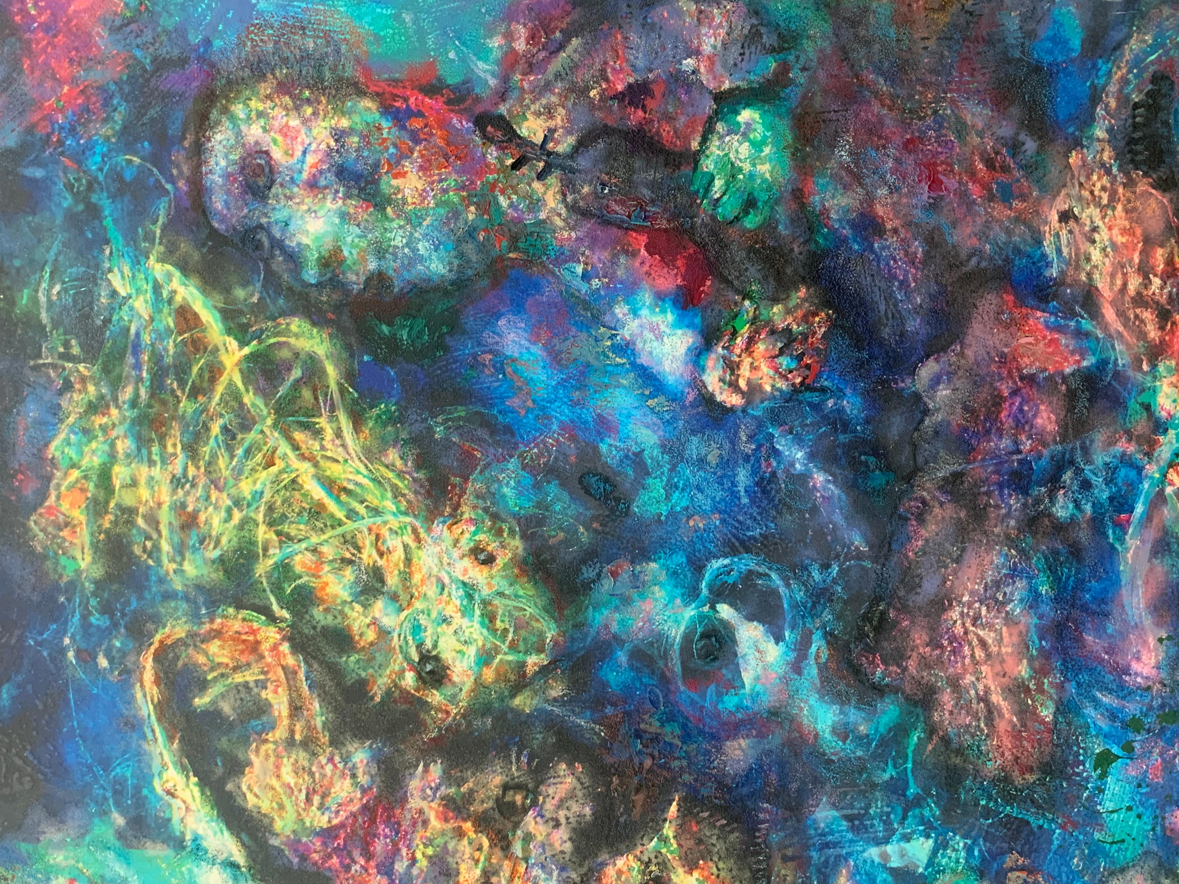 Arte contemporanea cinese di Fu Ze-Nan - Espressionismo astratto New Wild No.3 - Abstract Painting Blu di Fu Zenan