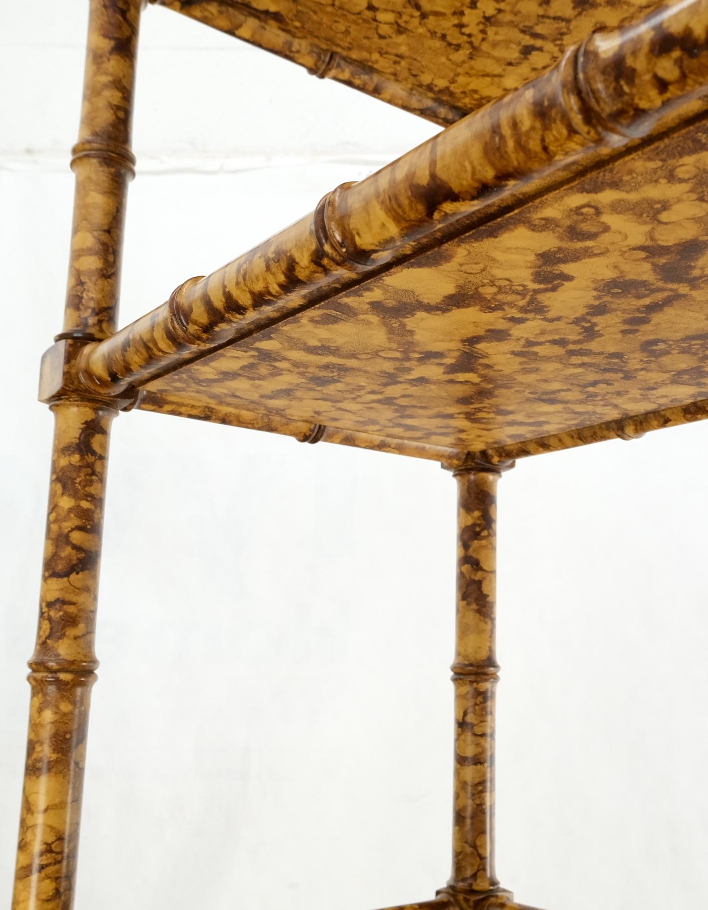 American Fuax Bamboo Tortoise Finish 6 Tier Occasional Decorative Shelf Etagere Modernist
