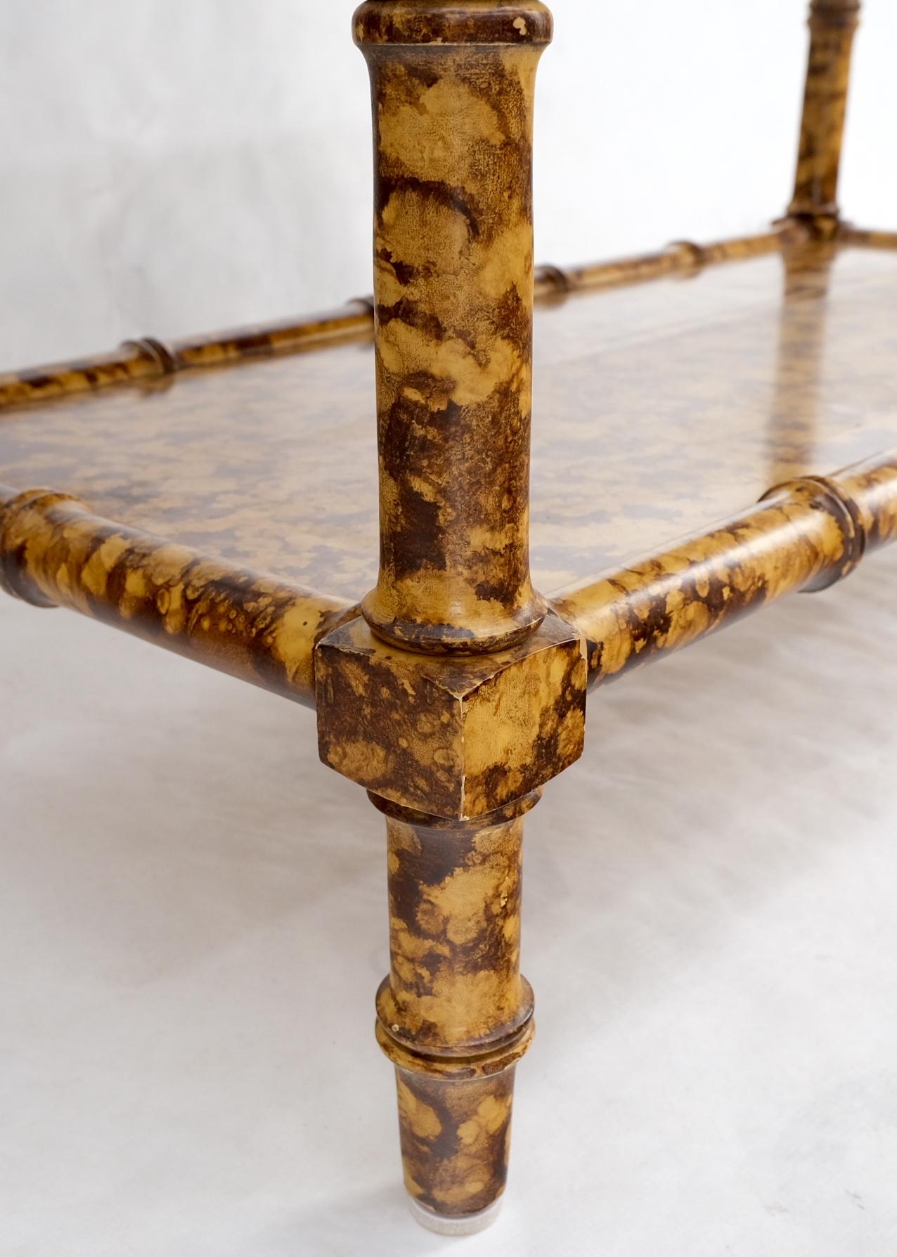 Walnut Fuax Bamboo Tortoise Finish 6 Tier Occasional Decorative Shelf Etagere Modernist