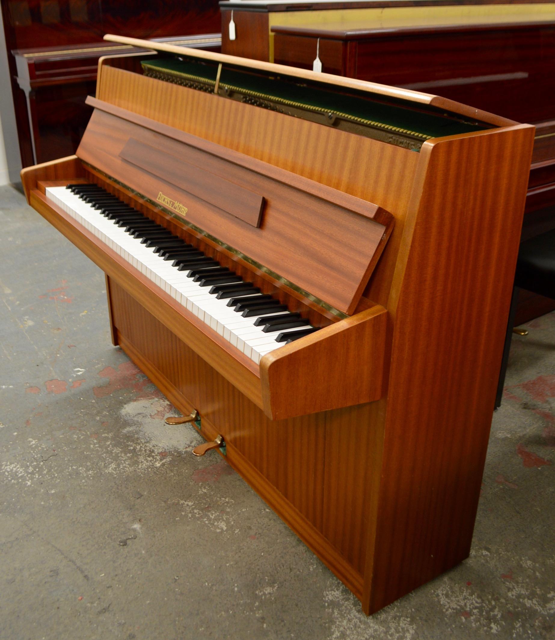 Late 20th Century Fuchs & Mohr German Made Mid Centruy Piano in Mahogany For Sale