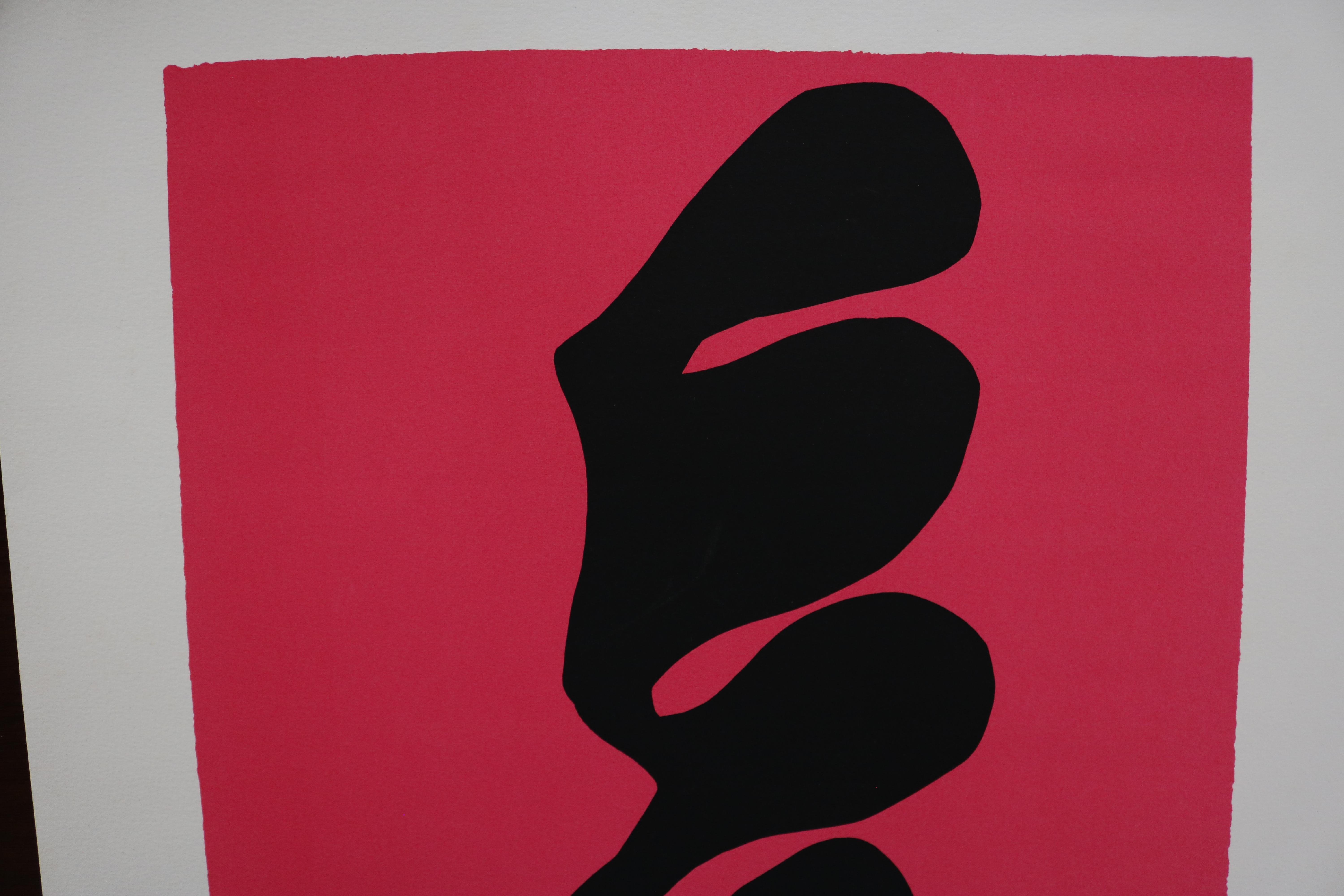 Fuchsia Abstract Henri Matisse Silkscreen Dedicated to Picasso In Excellent Condition In Pasadena, CA