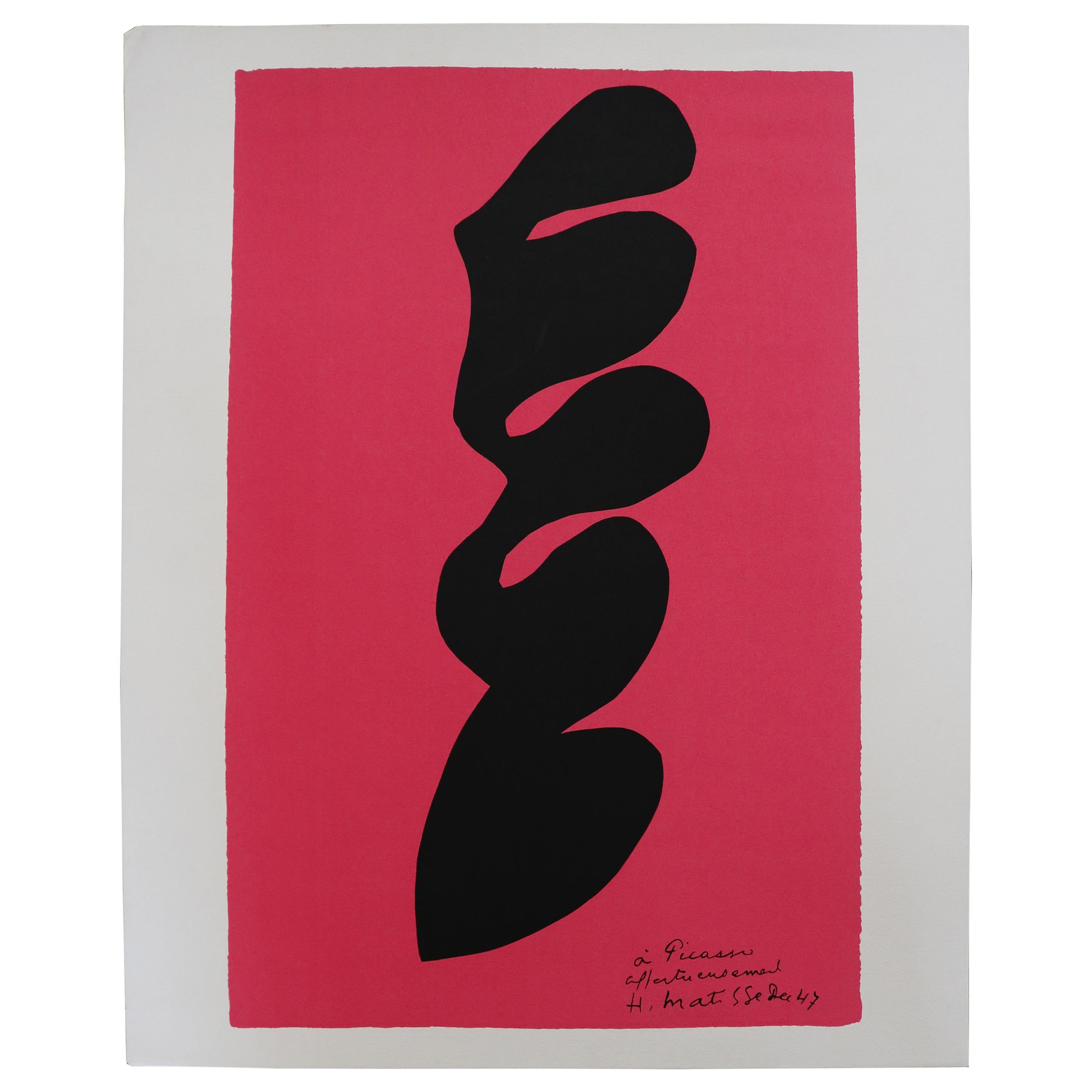Fuchsia Abstract Henri Matisse Silkscreen Dedicated to Picasso