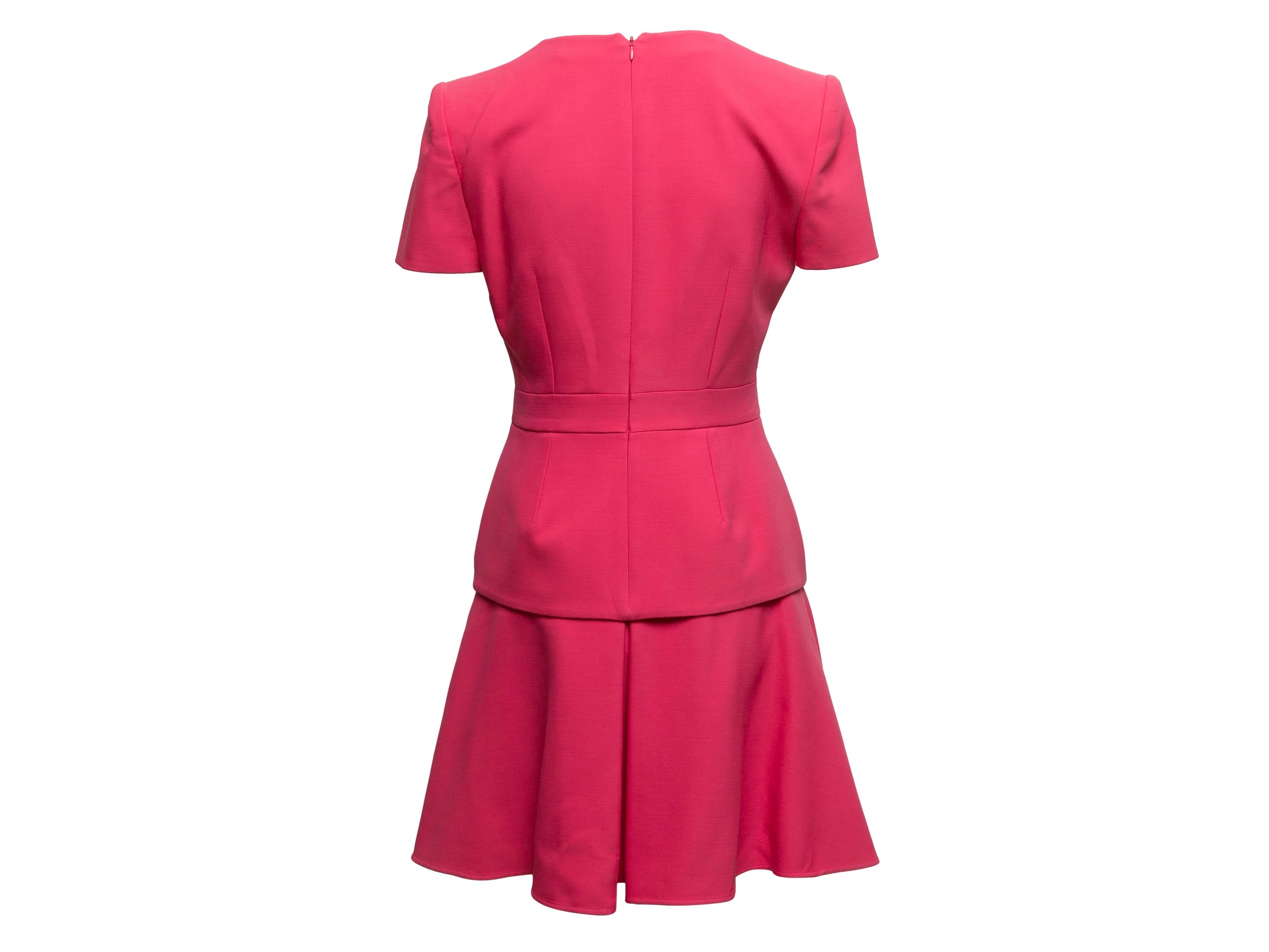 Rouge Alexander McQueen - Robe fuchsia en laine et soie, taille IT 42
