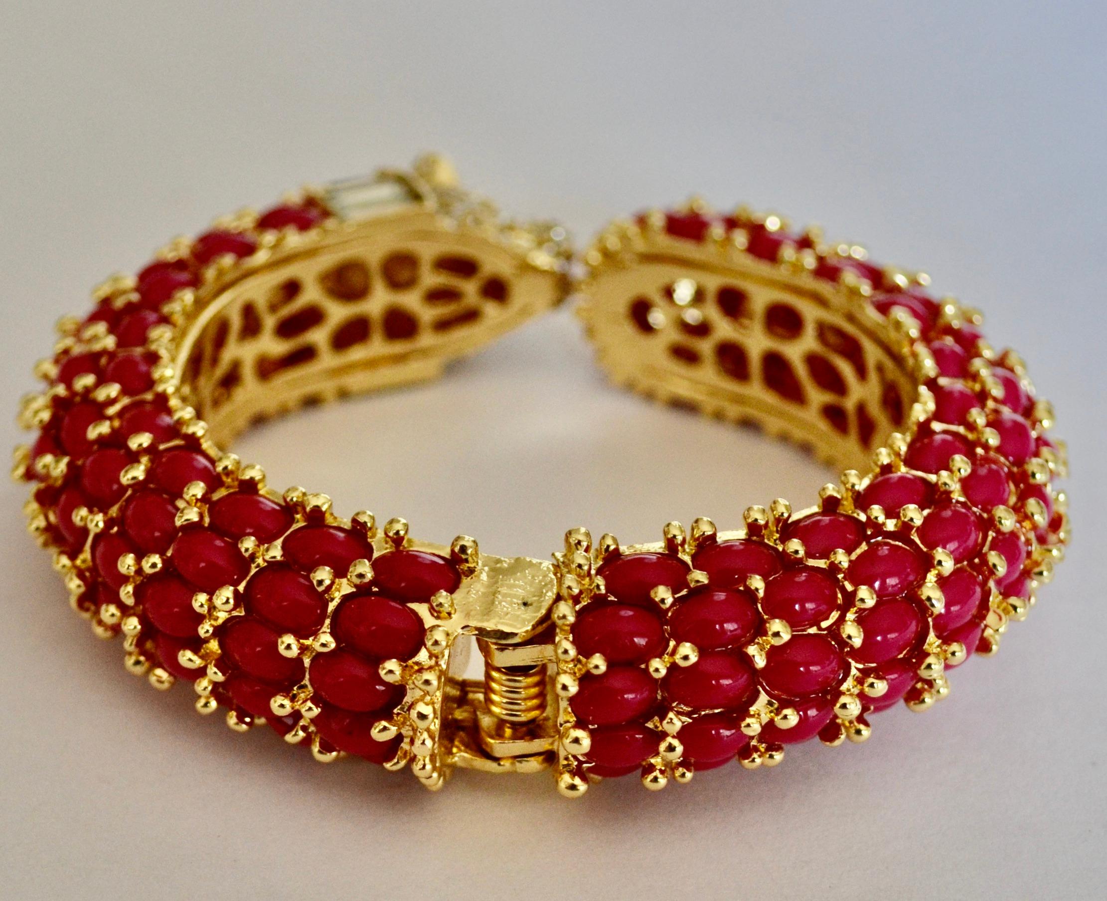 Baroque Fuchsia and Crystal Panther Bangle