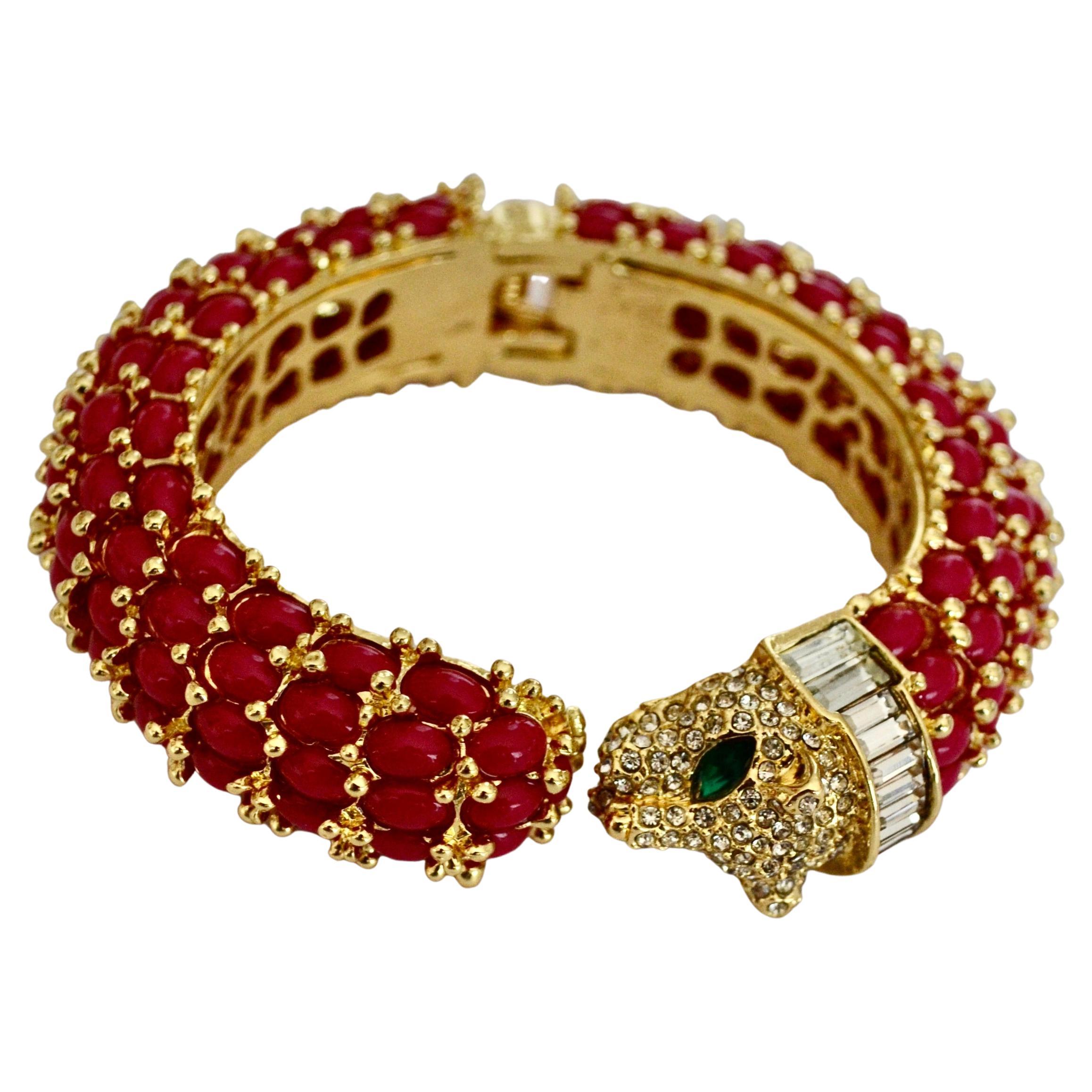 Fuchsia and Crystal Panther Bangle