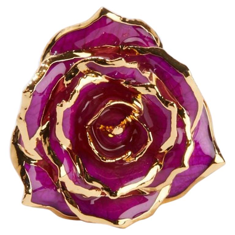 Fuchsia Bloom, Glossy Lacquer Real Rose Lapel Pin For Sale
