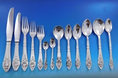 Fuchsia by Georg Jensen Klokke Sterling-Besteck für 12 Personen 170 Teile