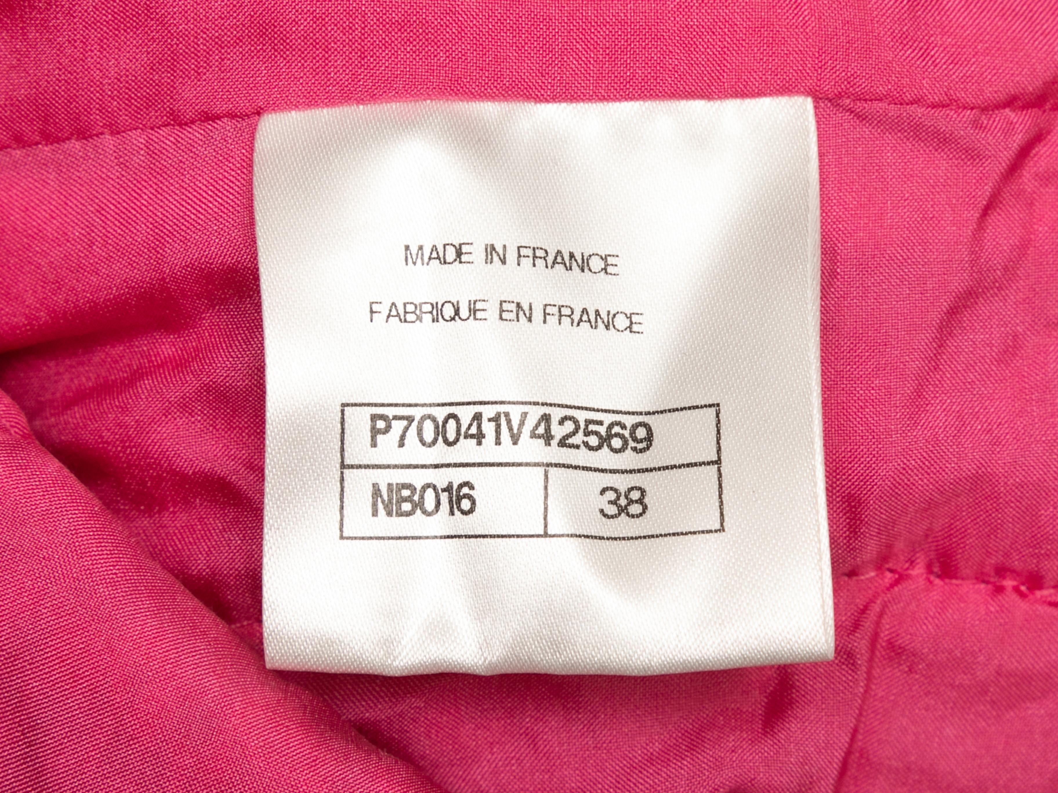 Fuchsia Chanel Cruise 2021 Collarless Slub Tweed Jacket Size FR 38 1
