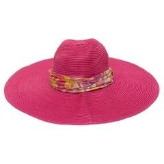 Cappello di paglia a tesa larga fucsia Emilio Pucci Taglia 1