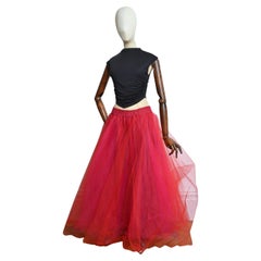 Fucsia Hot Pink & Red Huge Layered Tulle Statement Maxi Skirt