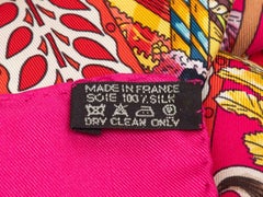 Fuchsia & Multicolor Hermes 'La Danse du Cheval Marwari' Motif Printed Scarf