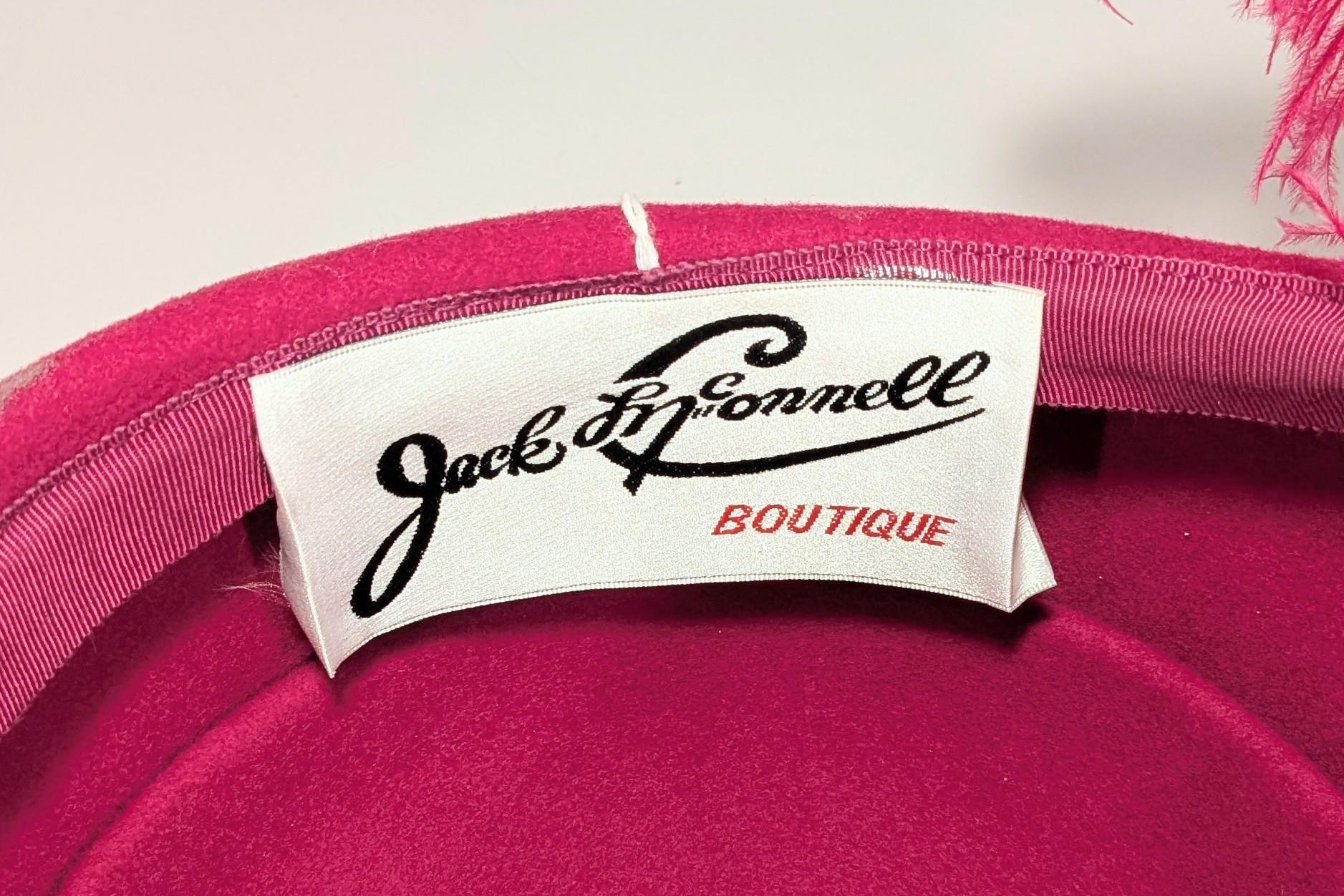 da uomo o donna Cappello in lana rosa fucsia anni '80 con grandi piume di struzzo in vendita