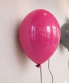 Escultura Globo de Cerámica Rosa Fucsia Hecho a mano para instalación en pared, techo