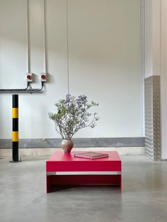 Fuchsia Pink Single Form Square Aluminium Coffee Table, Customisable