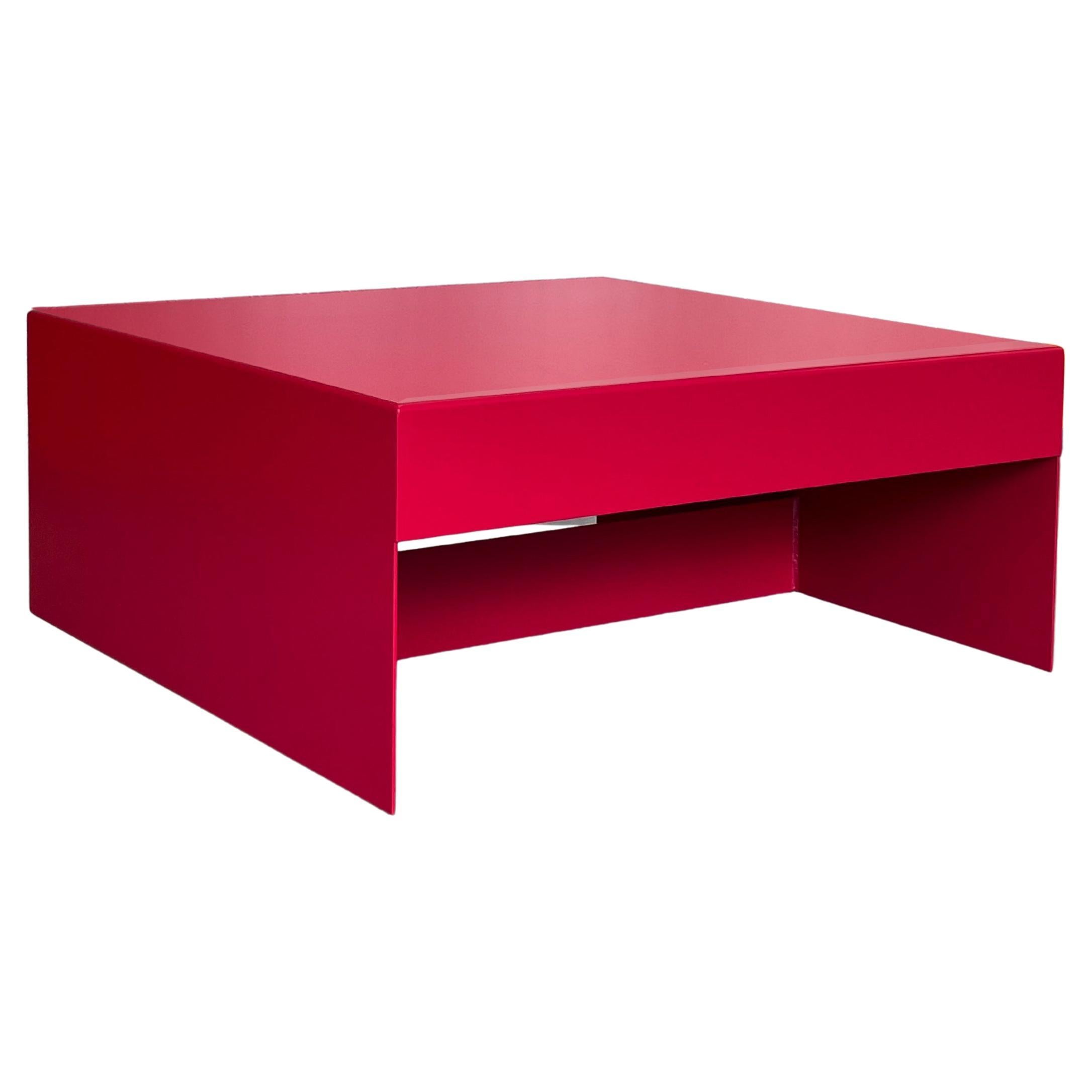 Fuchsia Pink Single Form Square Aluminium Coffee Table, Customisable For Sale