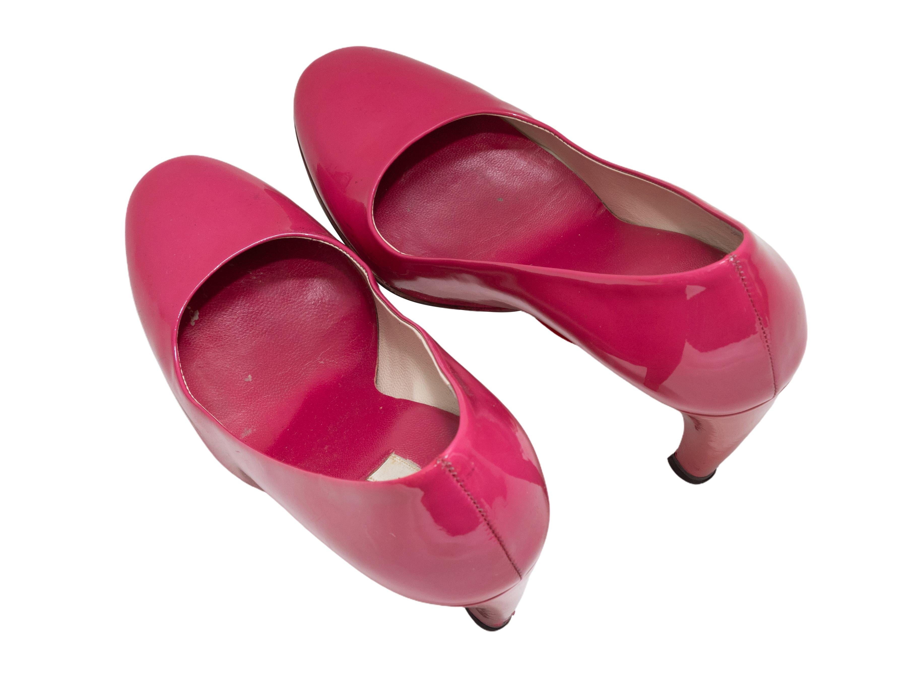 Rose Escarpins en cuir verni Prada fuchsia Taille 39.5 en vente