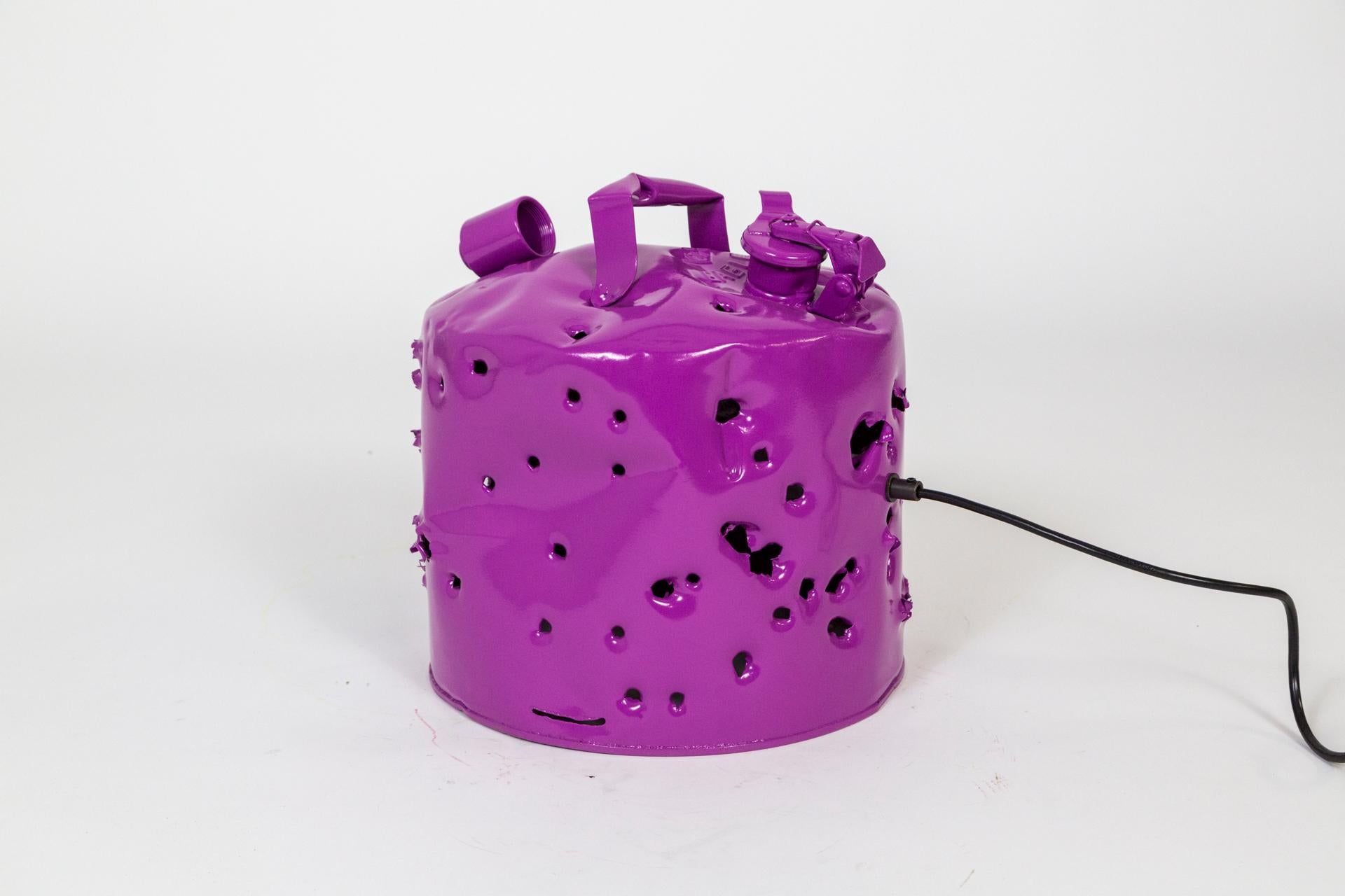 Fuchsia Purple Bullet Hole Gas Can Lamp by Charles Linder In New Condition In San Francisco, CA