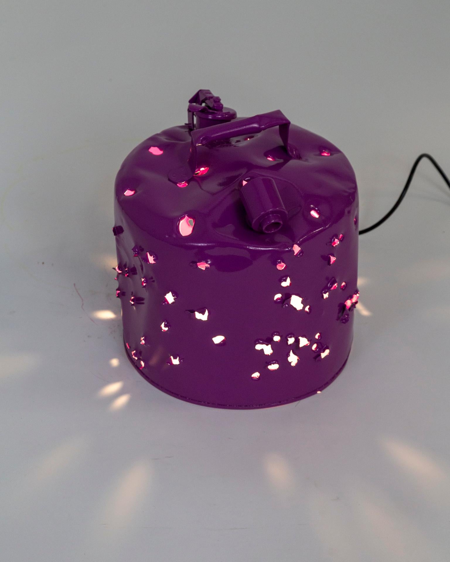 Fuchsia Purple Bullet Hole Gas Can Lamp by Charles Linder 1