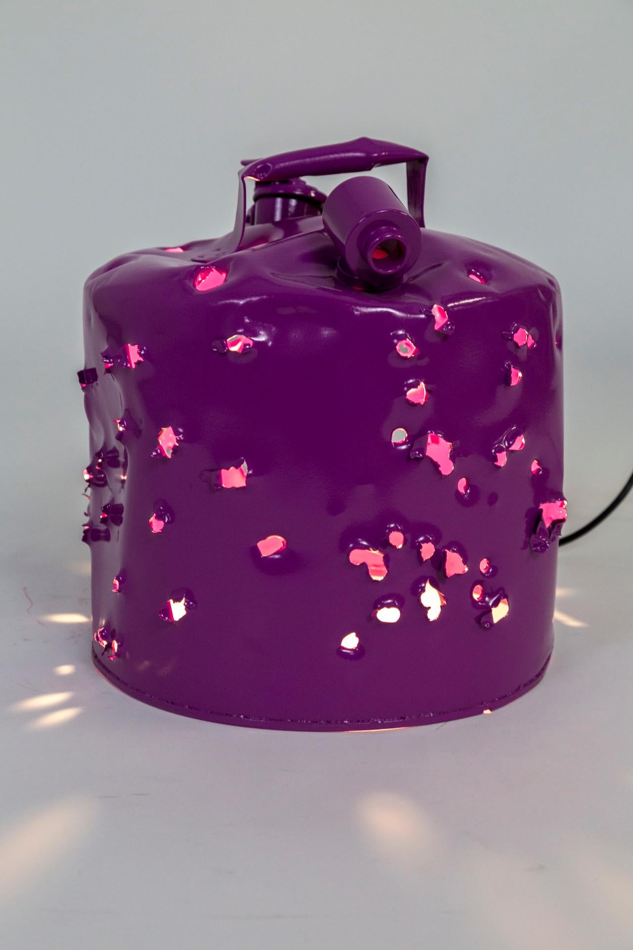 Fuchsia Purple Bullet Hole Gas Can Lamp by Charles Linder 2