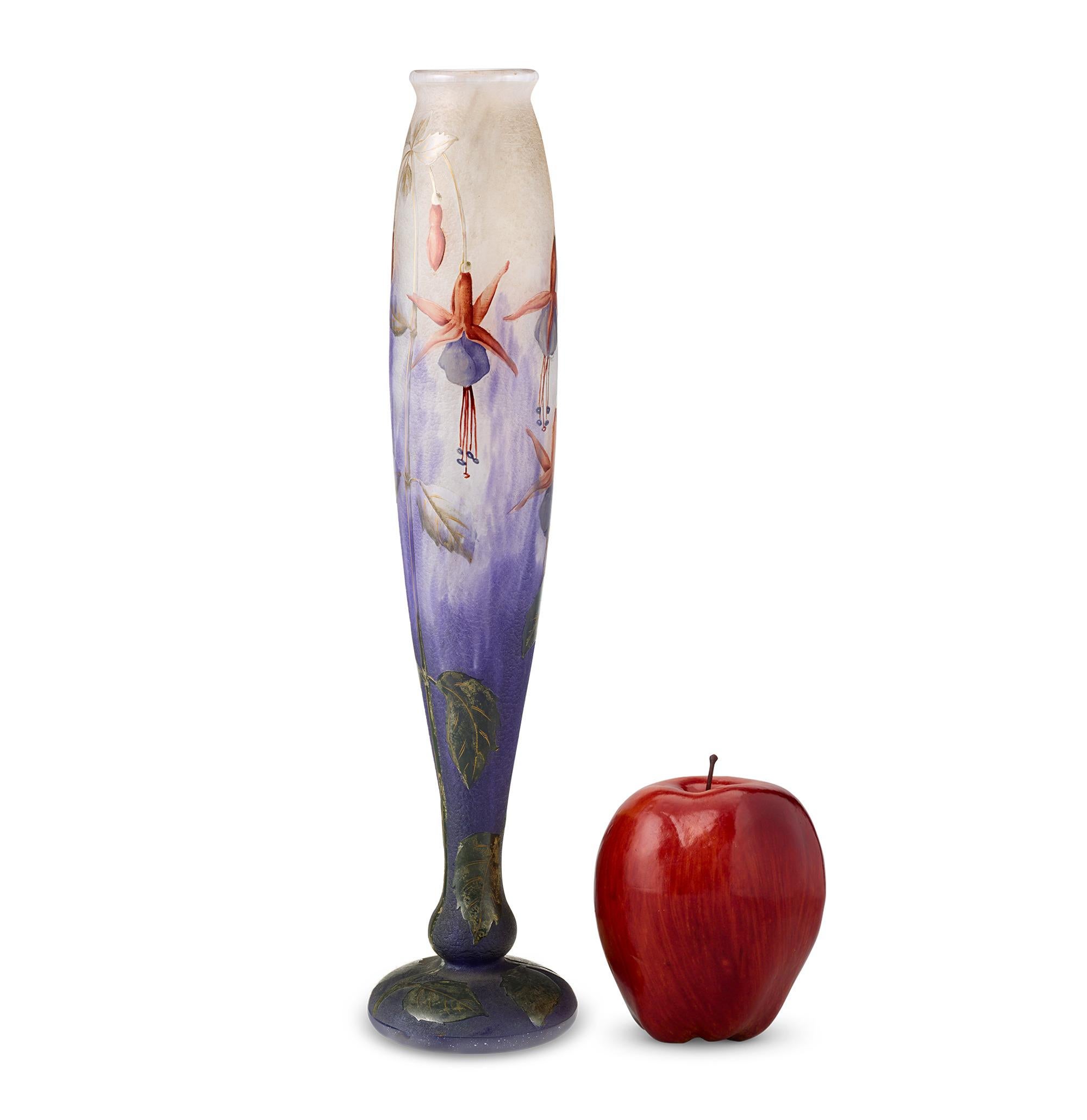 French Fuchsia Vase by Daum Nancy For Sale