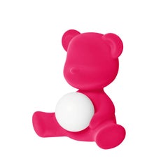 Fuchsia Velvet Teddy Bear Lamp with LED