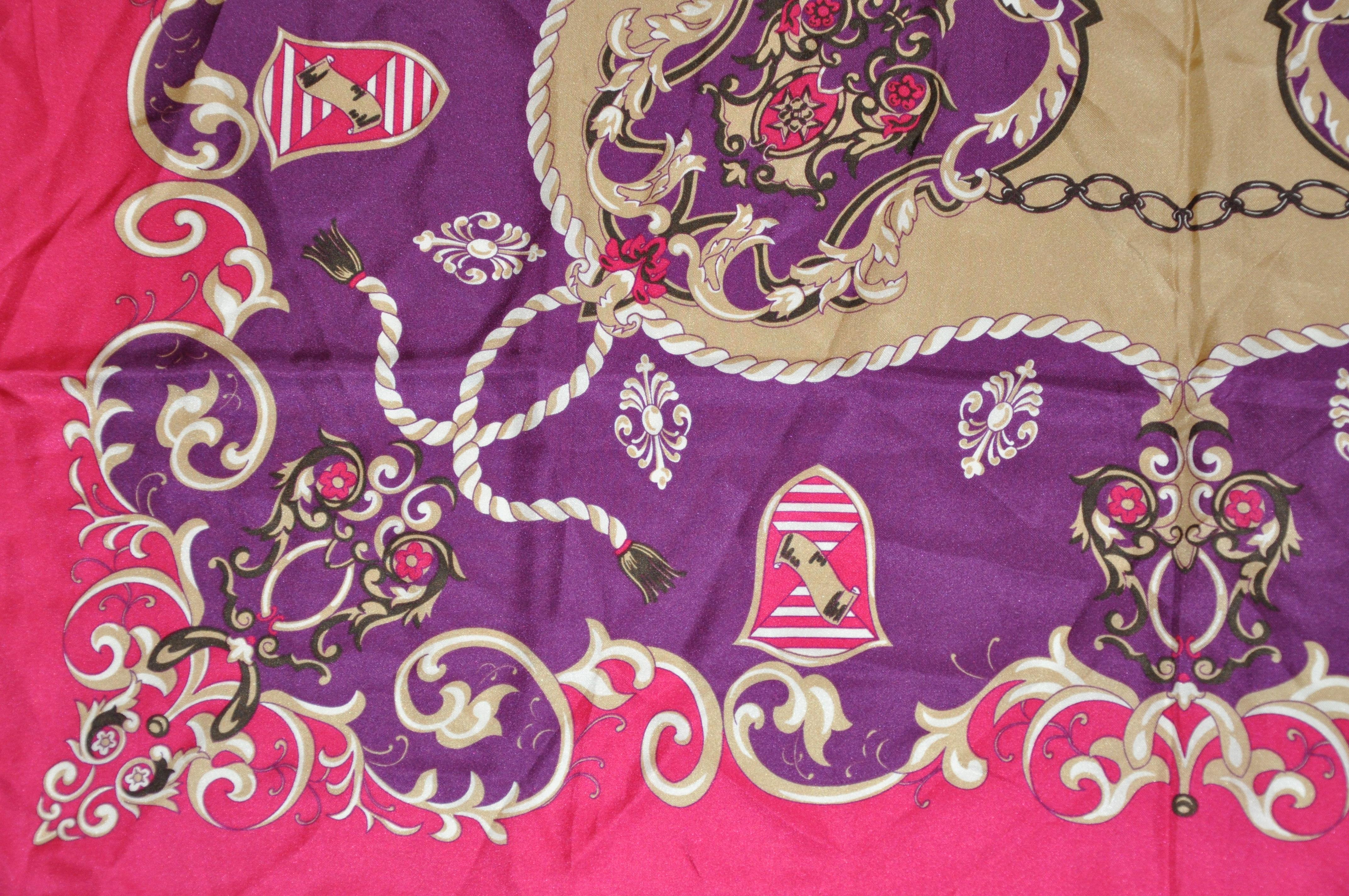 Pink Fuchsia & Violet Majestic Silk Scarf For Sale