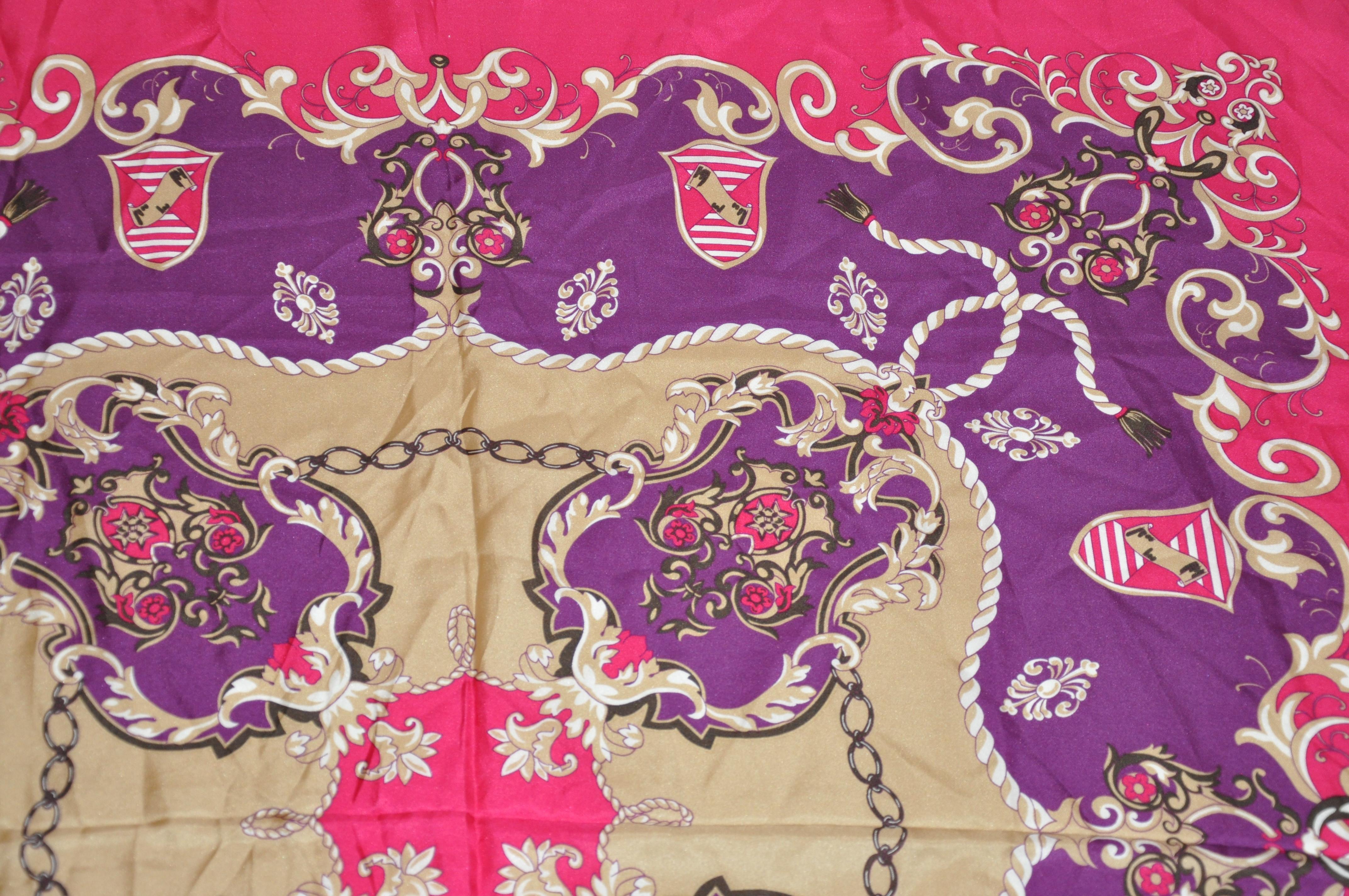 Fuchsia & Violet Majestic Silk Scarf In Good Condition For Sale In New York, NY