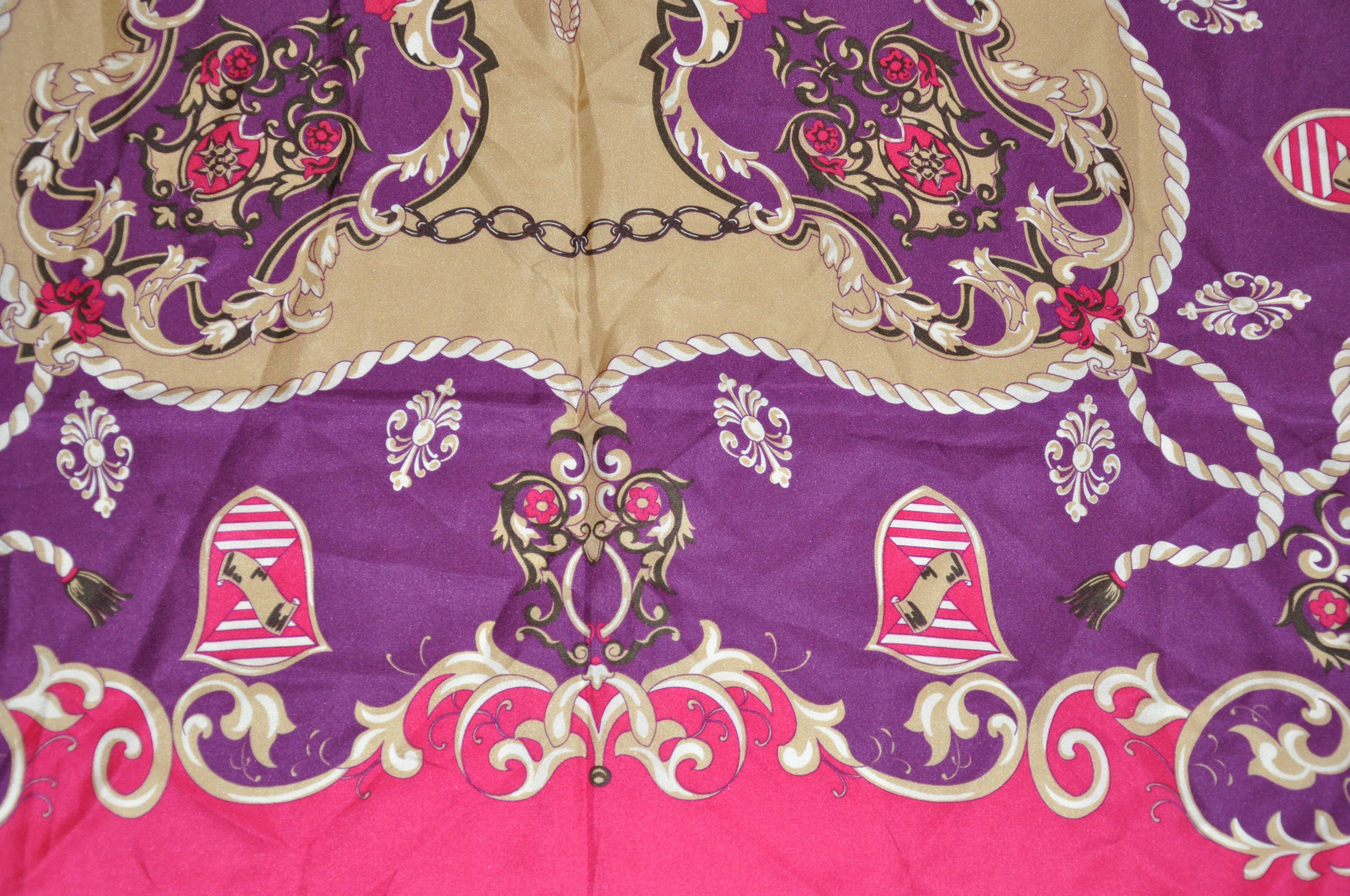 Fuchsia & Violet Majestic Silk Scarf For Sale 2