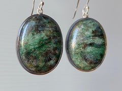 Fuchsite kyanite silver earrings