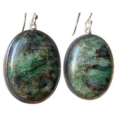 Fuchsite kyanite silver earrings