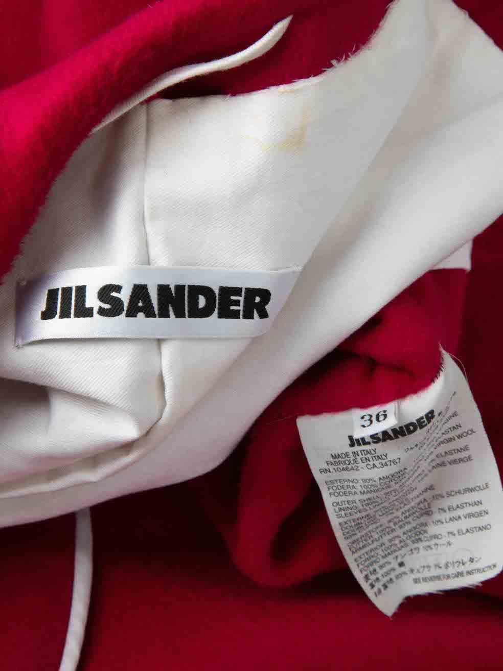 Jil Sander Fucshia Pink Wool Single Breasted Coat Size M 1