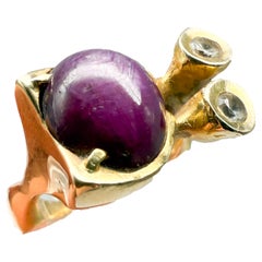 Bague Fudeval 585 en or jaune avec améthyste et diamants