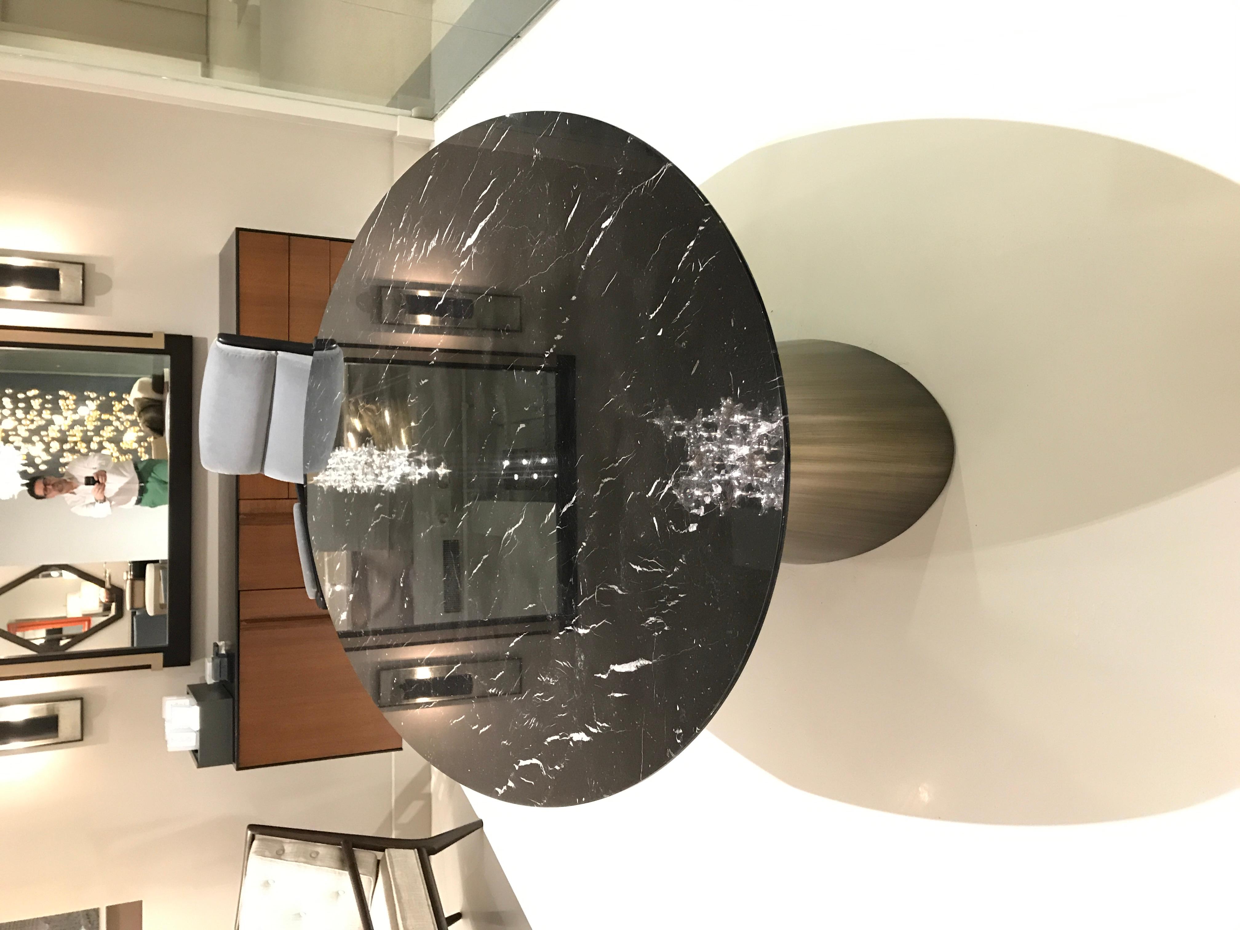 Modern Fuego Dining Table with Bianco Carrara Top and Bronze Base by Powell & Bonnell For Sale