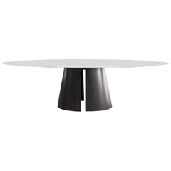 Fuego Dining Table with Bianco Carrara Top and Bronze Base by Powell & Bonnell