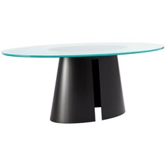 Fuego Dining Table with Glass Top and Bronze Base by Powell & Bonnell
