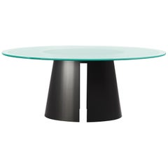 Fuego Dining Table with Glass Top and Bronze Base by Powell & Bonnell