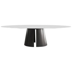 Fuego Oval Dining Table with Cream Surface Top and Bronze Base, Powell & Bonnell