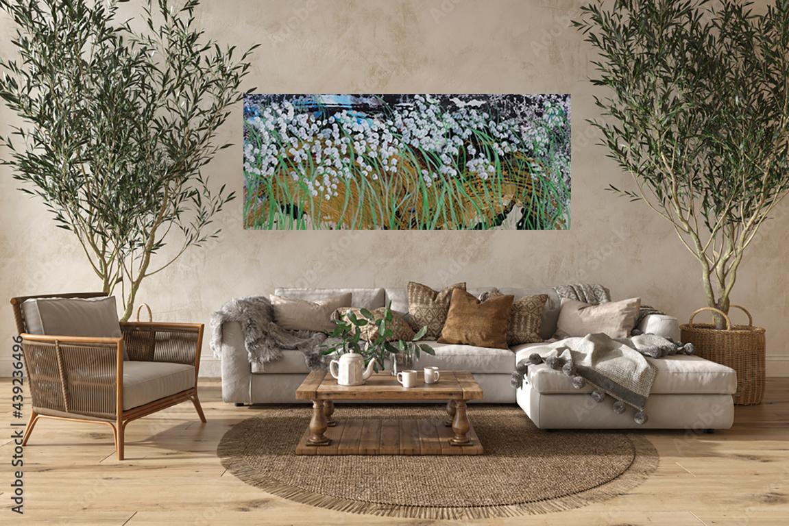Giglio della Valle, Fiori, Fiori selvatici, Floreale, Paesaggio - Painting di Fuen Chin