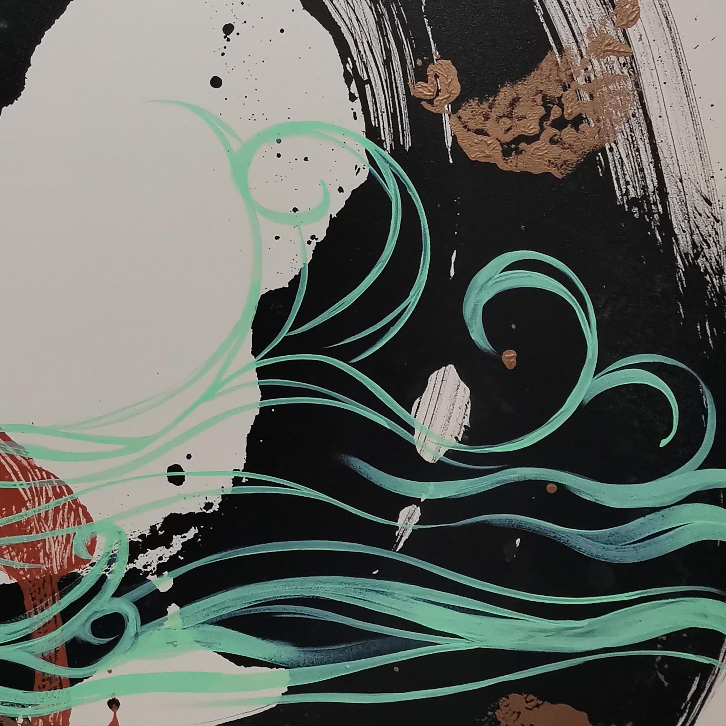 Expresionismo Abstracto, Caligrafía, Tinta Negra, Pincelada Gruesa - Painting de Fuen Chin