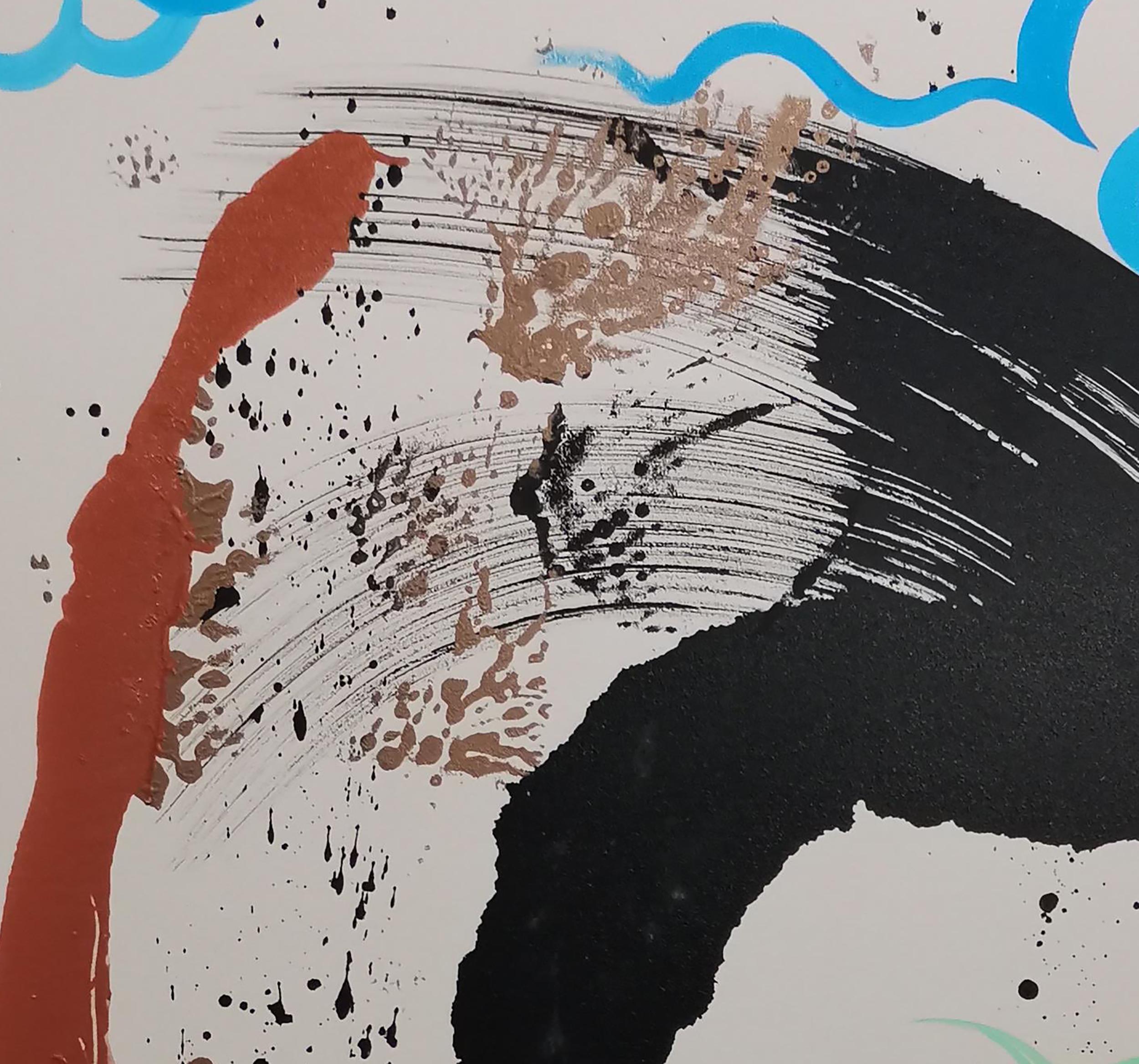 Expresionismo Abstracto, Caligrafía, Tinta Negra, Pincelada Gruesa - Landscape Painting Gris de Fuen Chin