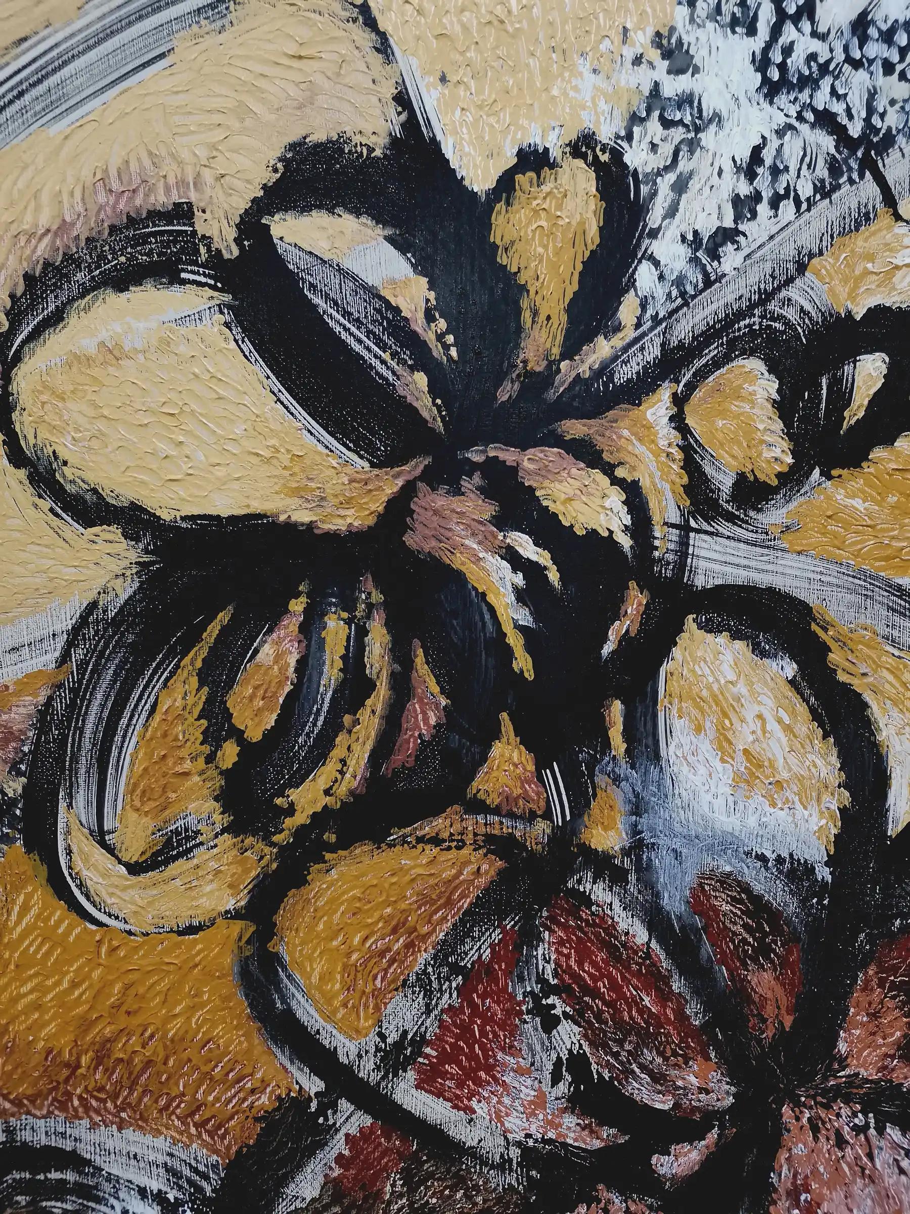 21st century, autumnal garden, contemporary, abstract, floral - Painting by Fuen Chin