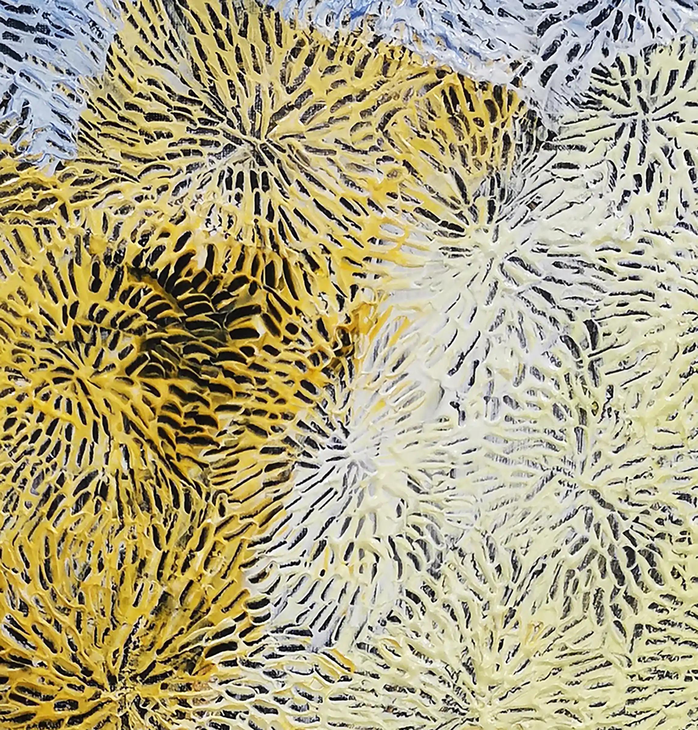 Crisantemos, siglo XXI, contemporáneo, abstracto, florales en venta 2