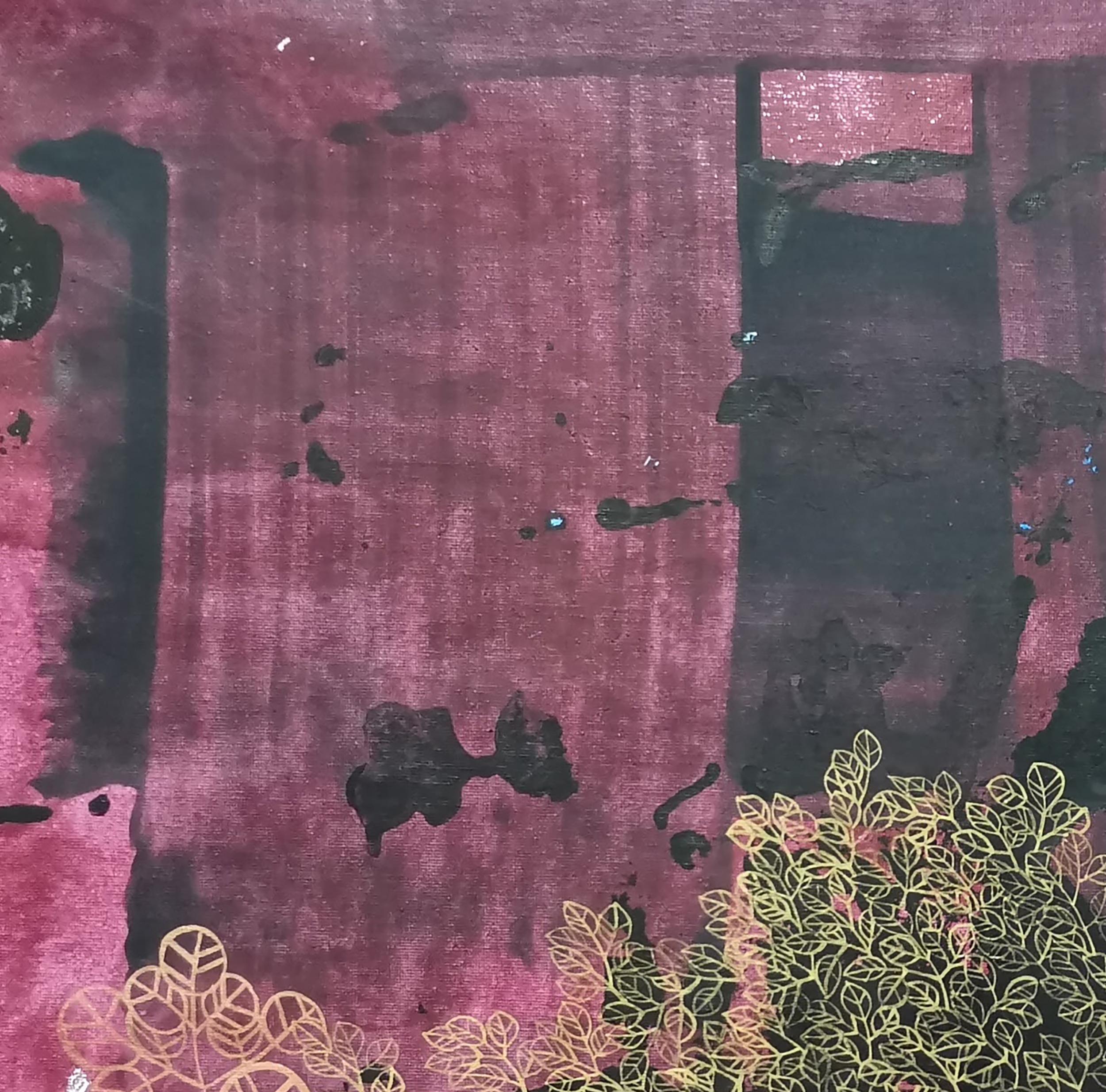 Paisaje Abstracto, Granate - Landscape Painting Gris de Fuen Chin