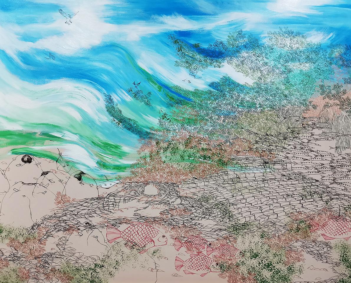Landscape Painting de Fuen Chin - Impresionismo abstracto, Surrealismo, Paisaje