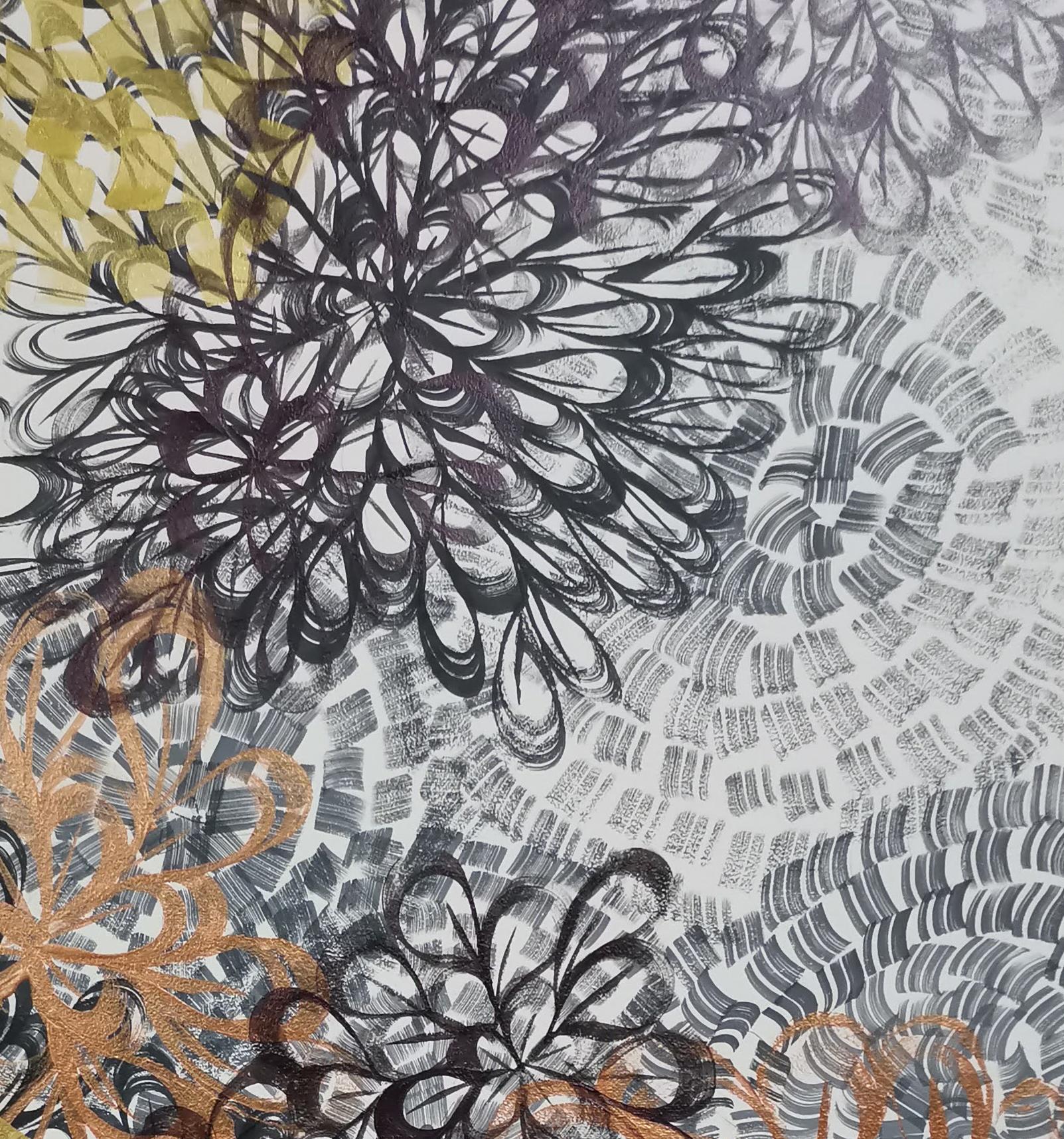 Flores doradas, Impresionismo, Figurativo, Primavera, Flores, Tropical en venta 6