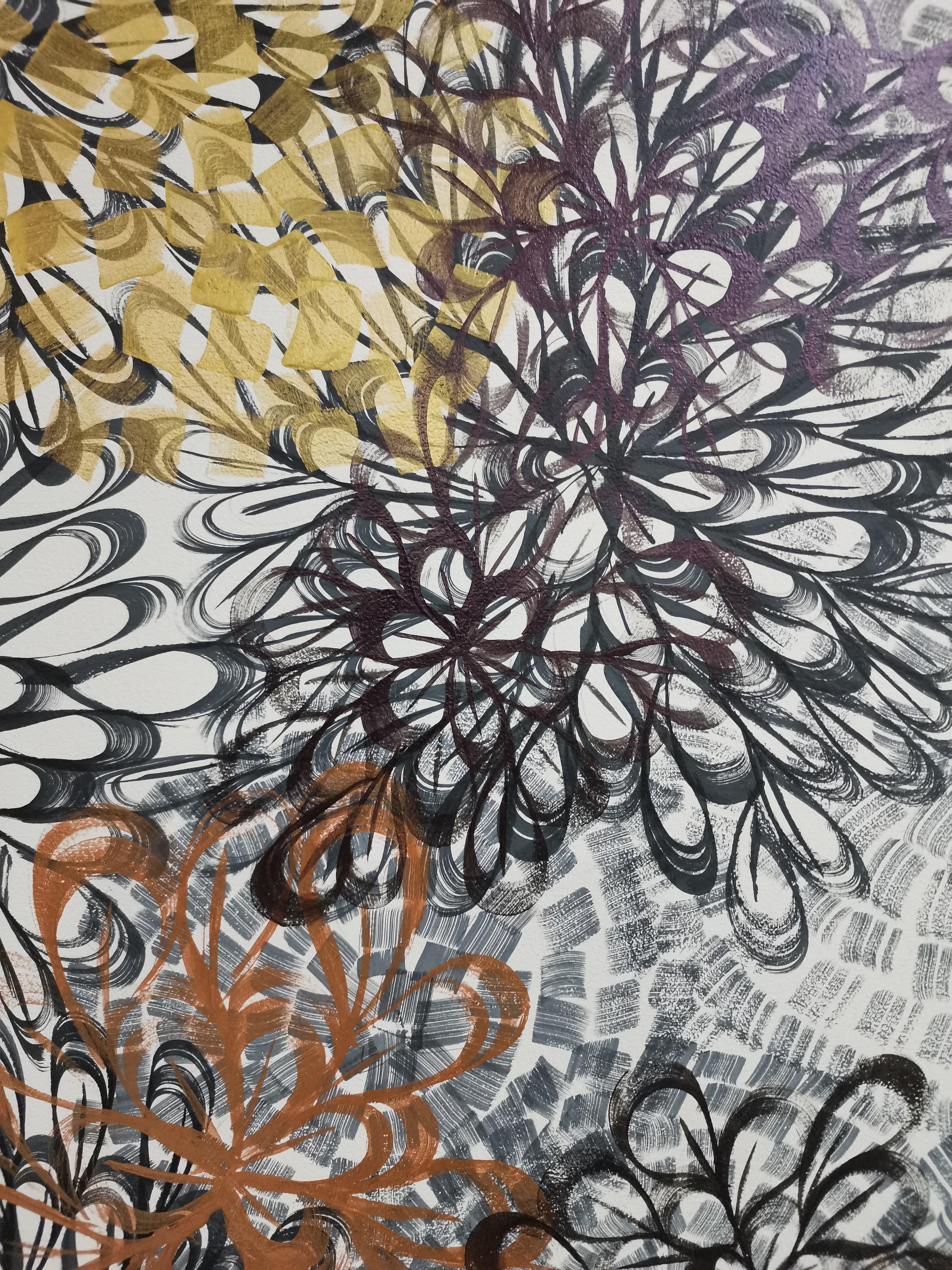 Flores doradas, Impresionismo, Figurativo, Primavera, Flores, Tropical - Painting de Fuen Chin